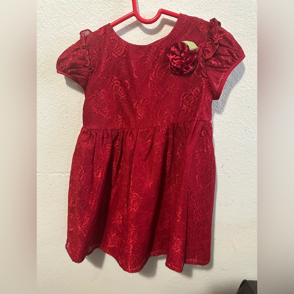 Wonder Nation red lace overlay dress